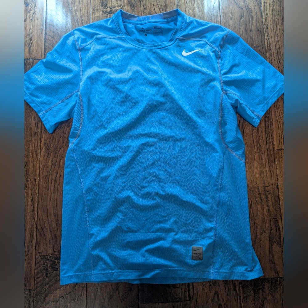 Nike Pro Men's Fitted Blue Sports Shirt
